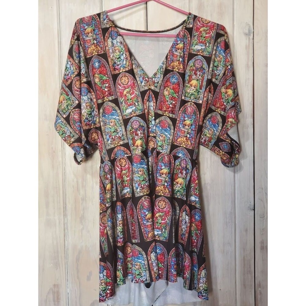 Blackmilk Legend of Zelda Romper Shorts M Stained Glass Graphic Print Nintendo